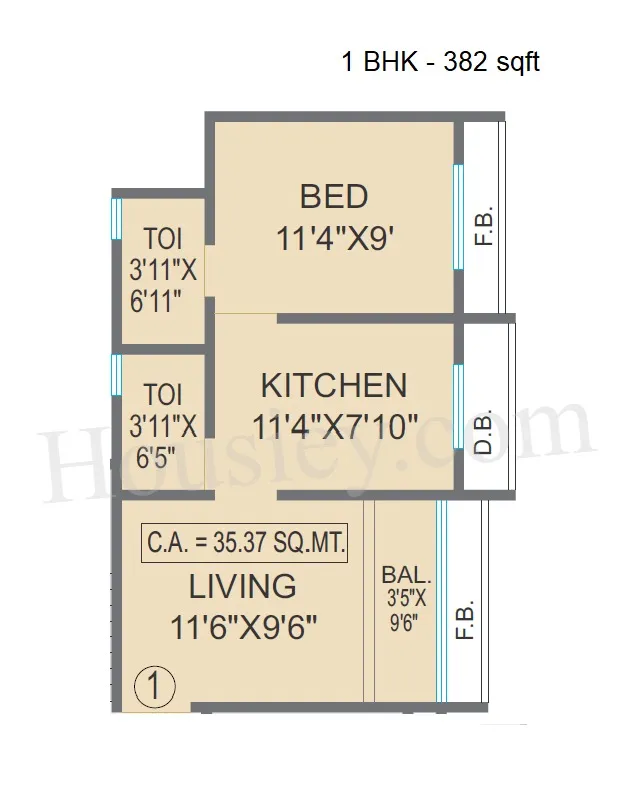 Agarwal Paramount Unit plan - 382 sq.ft.